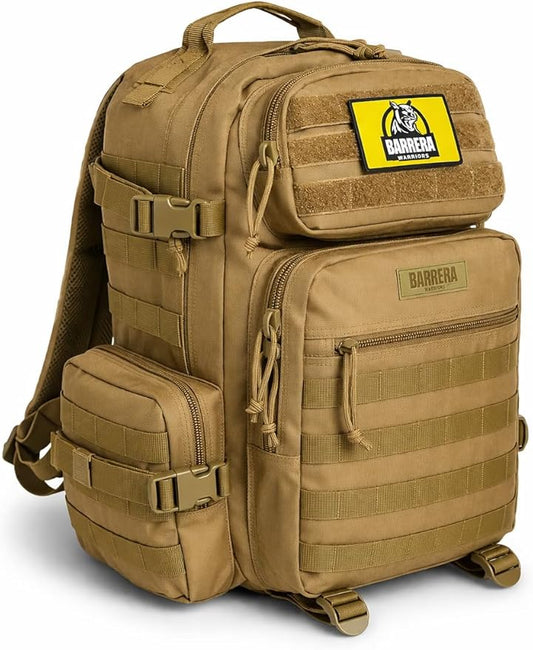 Tactical Backpack 25L Military MOLLE Assault Pack – Waterproof EDC Backpack for Hiking, Camping, Travel & Survival Gear, Bug Out Bag (Coyote Brown/Military Tan)