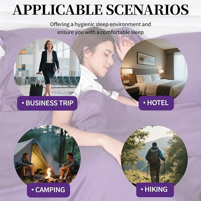 Sleeping Bag Liner Lightweight Compact Sleeping Bag Sack Portable Clean Travel Sheet Camping Sleep Sheet for Backpacking Hotel Hiking