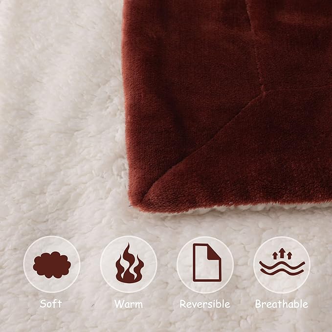 NANPIPER Baby Sherpa Blanket,Warm Toddler Throw Blanket,Soft Newborn Fleece Blanket for Winter (Brown,30x40 inches)