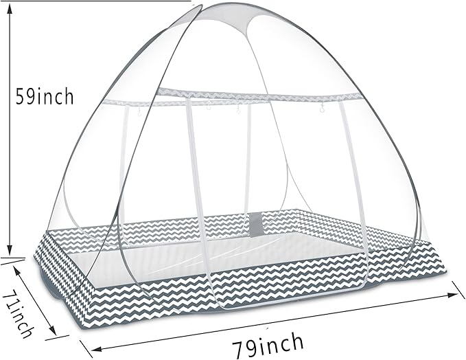 Instant Pop-Up Mosquito Net Tent for Bed | Full Enclosure Design with Ultra-Fine Mesh & Portable Foldable Frame | Indoor/Outdoor Camping, Travel Bed Canopy - Easy Setup & Pack up(King Size)