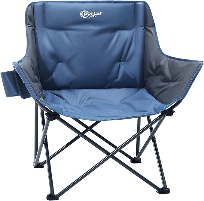 PORTAL 32In Extra Wide Camping Chair for Adults, Oversized Folding Chair with Cup Holder & Carry Bag, Heavy-Duty Outdoor Chair Supports 350 lbs, Portable for Camping, Lawn, Patio