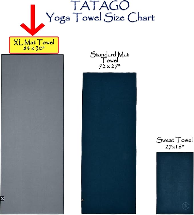 Tatago Hot Yoga Mat Towel Non Slip for Hot Yoga (72-84 inch Mats) Our Hot Yoga Towel Non Slip Silicone Dabs & Absorbent Microfiber Blend Gives You More Grip As You Drip! (Nube Gris, XL - 84")
