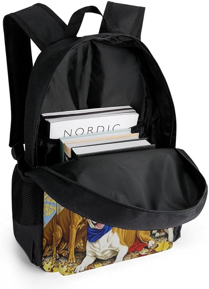 Rucksack Anti-Theft Multipurpose Big Capacity Carry On Bag, Happy Cute Dogs Baseball Traveling Camping Backpack With Side Pockets