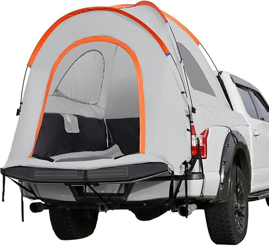 Truck Bed Tent, 5.5'-6' Pickup Truck Tent with Rain Layer and Carry Bag, Waterproof PU2000mm Double Layer Truck Tent for Camping, Accommodate 2-3 Person, for Camping Traveling Outdoor Activities