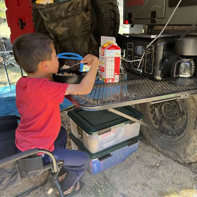 Tire Table Large Aluminum Camping Table for Camp, Travel, Tailgating, Overlanding and Outdoor Work | Installs within Seconds | Stable and Leveled | 33.5" x 28" x 1.5"