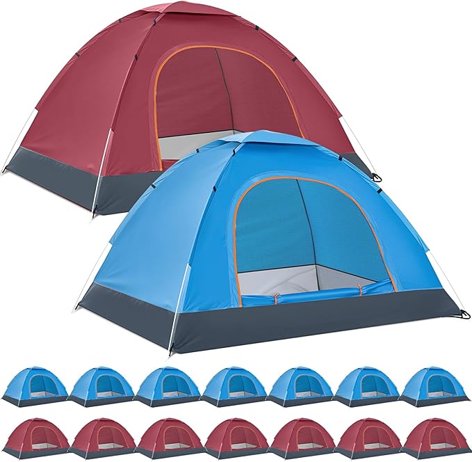 Woanger 10/16 Pack Bulk 2 Person Camping Tents for Homeless Lightweight Tent with Rain Fly and Carrying Bag Waterproof Windproof Setup Pop Up for Camping Backpacking Donation