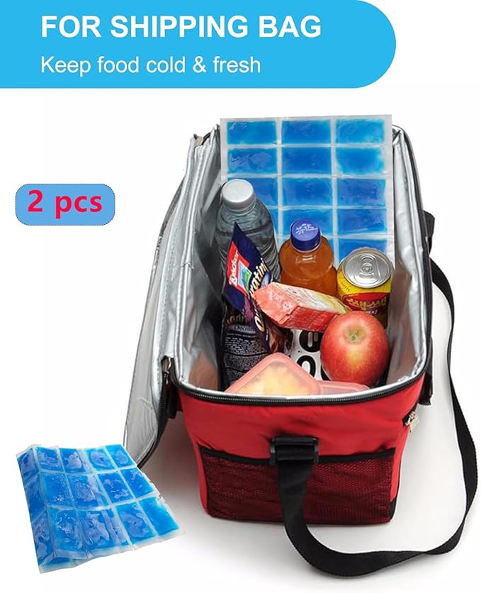 2 Large Ice Blanket Longer Cooling Durable Reusable Non Toxic and BPA Free Ice Sheet Freeze Ice Packs for Coolers Fishing Camping Keep Food BBQ Beverage Cooling delivery (14.76"x10.43" 2 Pack)