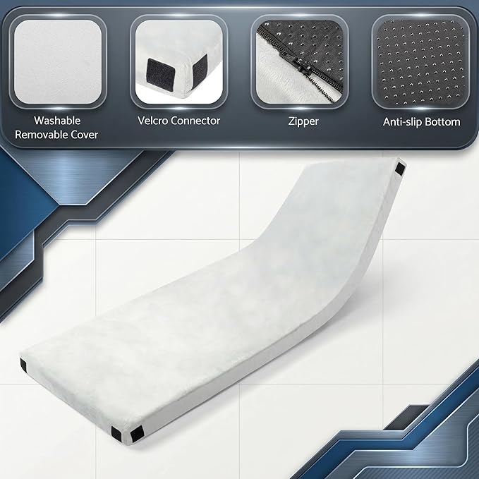 2.5 Inch Memory Foam Camping Mattress, Roll Up Sleeping Pad with Waterproof Non-Slip Bottom, Portable Floor Guest Bed with Removable Washable Plush Cover & Travel Bag, 75" x 25", Gray