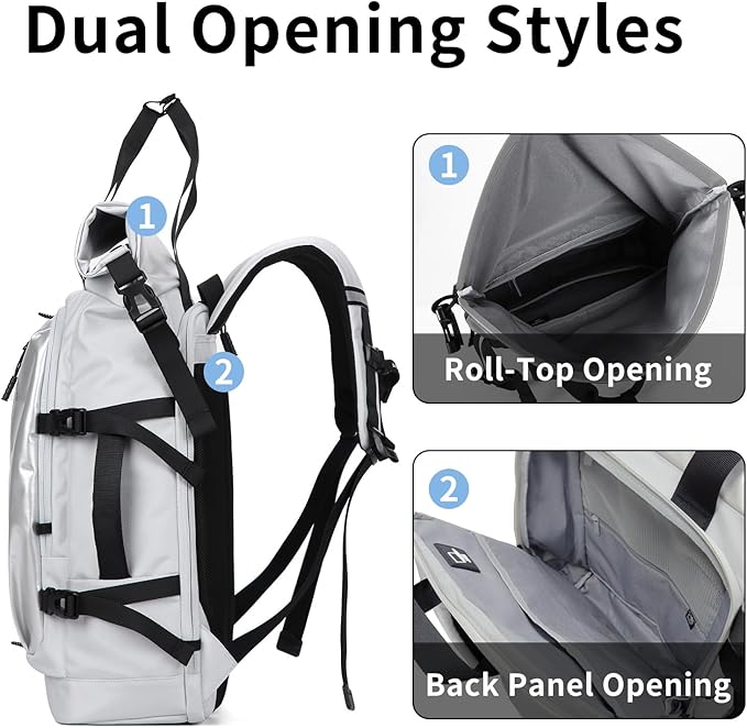 Rolltop Backpack, Travel Rucksack for Men Women, Anti Theft Backpacks with 15.6-inch Laptop Compartment, Waterproof Casual Daypack for Work, Business, Commuter and College