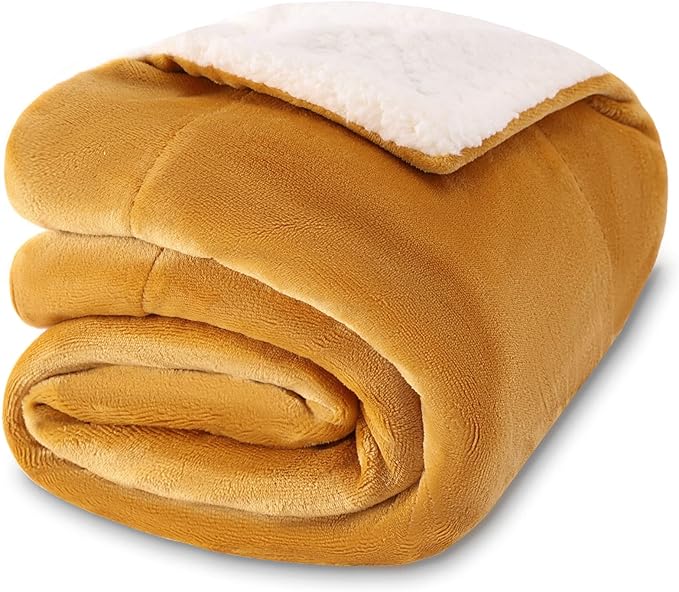 NANPIPER Baby Sherpa Blanket,Warm Toddler Throw Blanket,Soft Newborn Fleece Blanket for Winter(Ginger Yellow,30x40 inches)