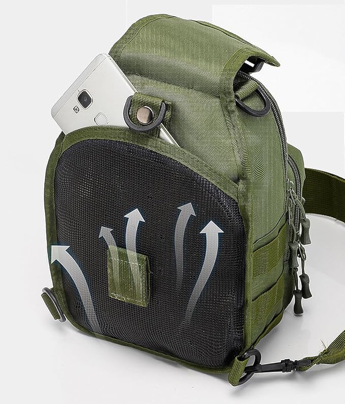 Viriber Tactical Backpack, Waterproof Military Cross-body Molle Sling Shoulder Backpack Chest Bag for Outdoor Every Day Carry Green