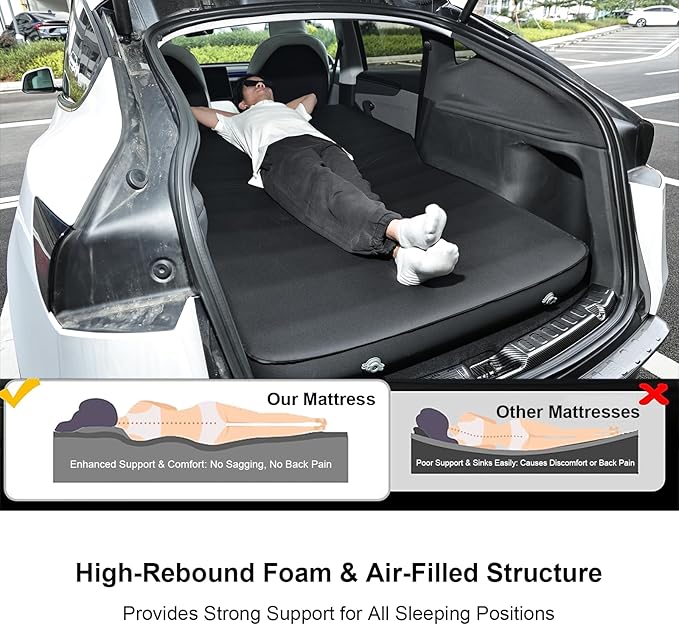 Air Mattress for Model Y and Juniper Rear Trunk Inflatable Bed for Model Y Juniper Inflatable Camping Mattress with OEM Style External Air Pump