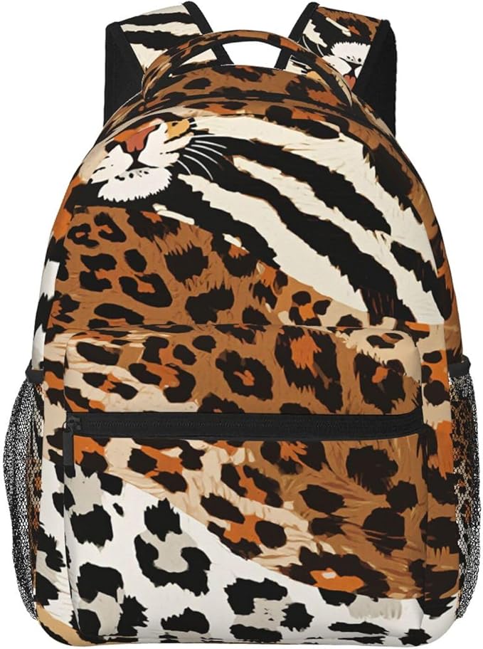 Rucksack Polyester Anti-Theft Multipurpose Leopard Print Animal Skin Patterns Carry On Bag Large Capacity Travel and Sport Backpack Rucksack With Smooth Zippers