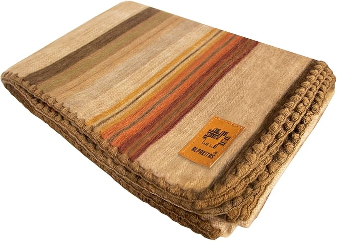 Alpaca Wool Blanket - Throw Size Bed Blanket - Best Gift & Warm Throw, Lightweight, Couch or Camp- Outdoor - 64 x 45 inches (Brown 2)