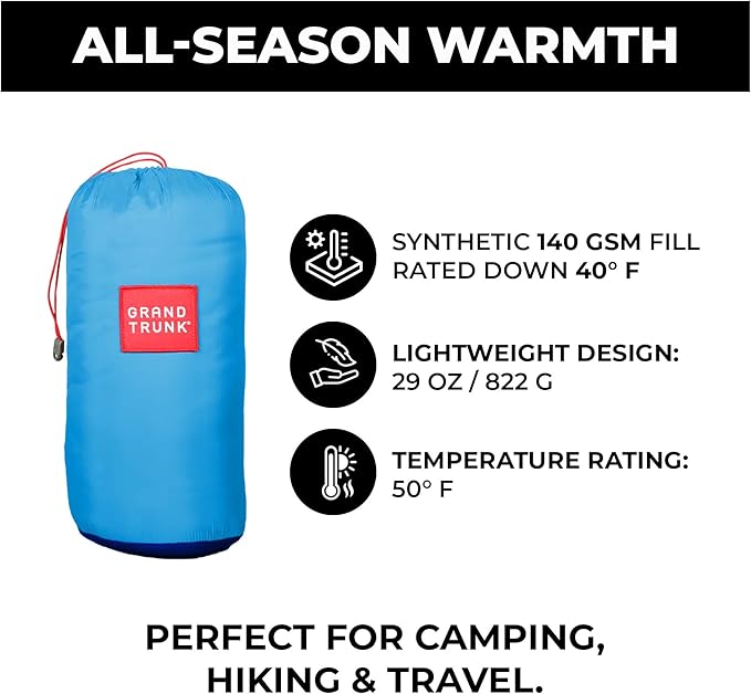 Grand Trunk 360 ThermaQuilt 3-in-1 Hammock Underquilt, Blanket and Sleeping Bag (Blue/Navy Blue)
