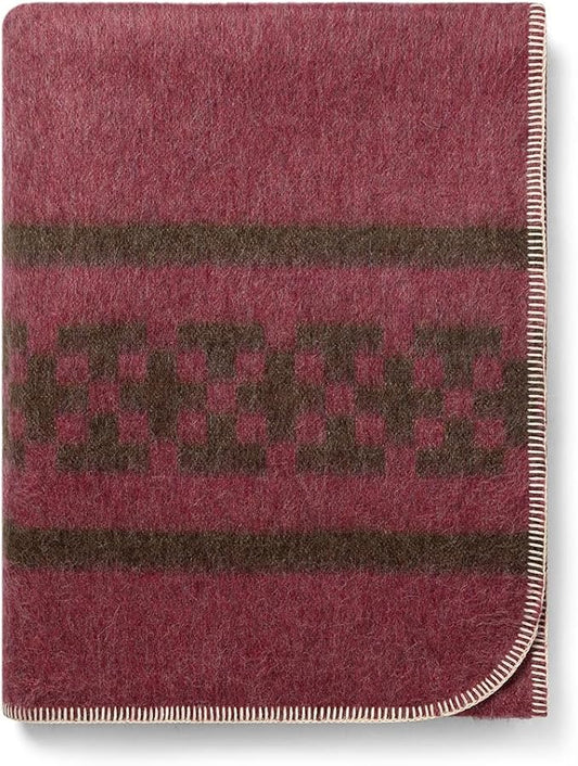 Inca Wall - Thick Alpaca Wool Blanket Heavyweight Camping Outdoors Indoors Soft Peru Twin Size New Ethnic Design (Soft Wine/Brown, Twin Size)