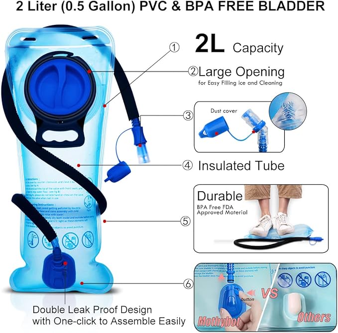 Hydration Backpack Pack, Water Backpack 20L Capacities Included 2L Hydration Bladder, Festival Essential - Rave Hydration Pack Hydropack Hydro for Hiking, Festival Gear