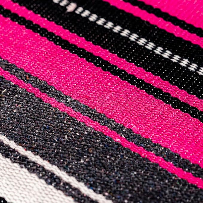 Airooglee Large Mexican Blanket - Perfect as Yoga, Outdoor, Beach, Serape, Picnic, Camping Blanket - Boho Home Decor (Rose-Blue)