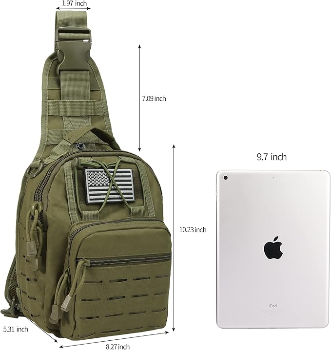 BOMTURN Tactical Backpack-1000D Waterproof Military Backpack/Laser-Cut/CCW Bags Sling Bag Tactical Satchel Shoulder Bag Men