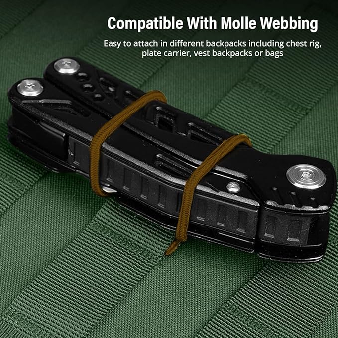 Molle Attachments, Tactical Backpack Accessories, Molle Webbing Binding Ribbon Multipurpose Tactical Bag Molle Accessories (3 Size Kit, Tan)