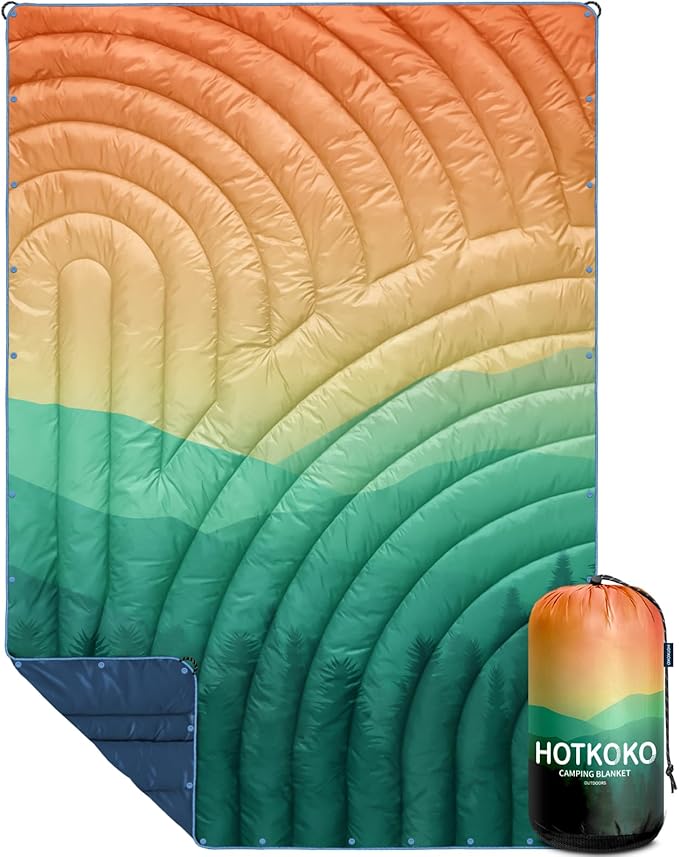 Camping Blanket,Lightweight Down Alternative Puffy Blanket Packable Outdoor Blanket for Camping,Traveling, Stadium, Hiking, Picnics