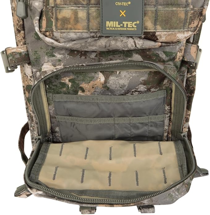 Mil-Tec Unisex Assault Pack - Rugged Durable Lightweight Ergonomic Versatile Tactical Outdoor Camping Hiking Backpack with Adjustable Padded Shoulder Straps & MOLLE Loops, Phantomleaf WASP I Z1B, 36L