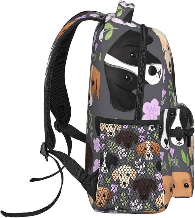 Rucksacks Polyester Anti-Theft Multipurpose Boxer Dogs And Flower Carry On Bag Large Capacity Gym Outdoor Hiking Backpack With Smooth Zippers