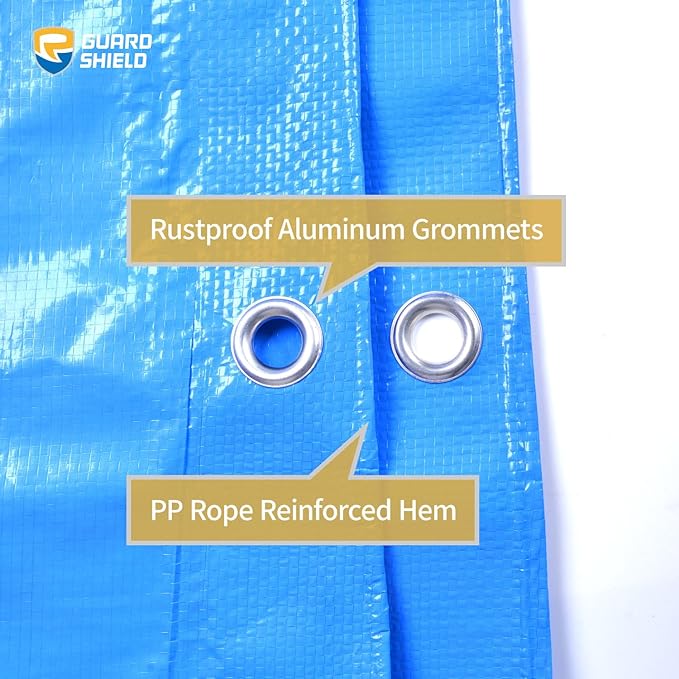 GUARD SHIELD Blue Tarp Waterproof 16x20 Feet Medium Duty All Purpose Poly Tarps Cover 7mil