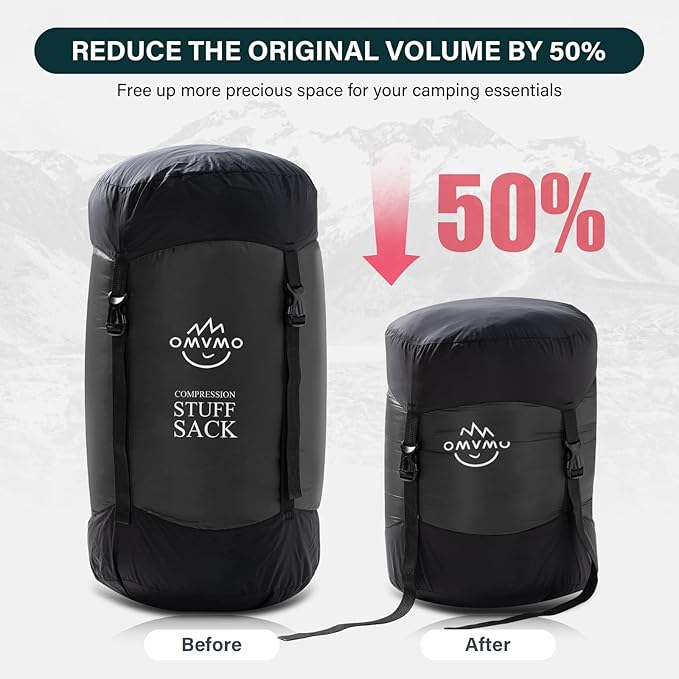 Compression Sack, 12L/19L/32L/46L/53L Water-Resistant Sleeping Bag Stuff Sack,Anti-Tear Ultra Light 400T 20D Nylon Storage Bag,Space Saving Gear for Camping Hiking Travel 1Pcs