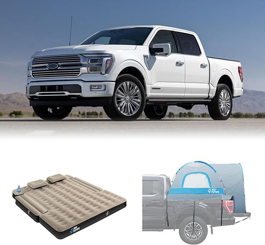 JOYTUTUS Truck Tent with Rainfly 5.5Ft-6Ft+JOYTUTUS Truck Bed Mattress for 5.5-5.8Ft
