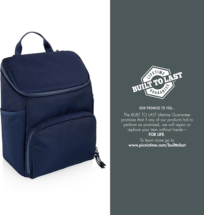 PICNIC TIME PTX 2.0 Tarana Backpack Cooler, Soft Cooler Backpack, Insulated Lunch Bag, Backpack Cooler made with Recycled Material, Upcycled Cooler Bag, (Blue)