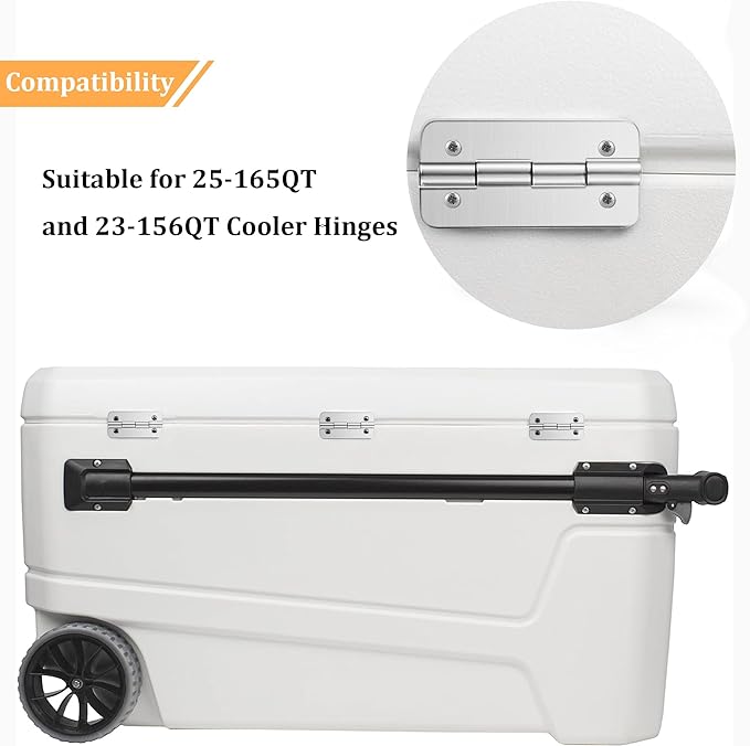 LBB-Parts Cooler Hinges for Igloo Ice Chests, Stainless Steel Replacement Hinges with Screws, Fits Igloo Rectangular Coolers 25-165 Qt, Replaces Part #24005
