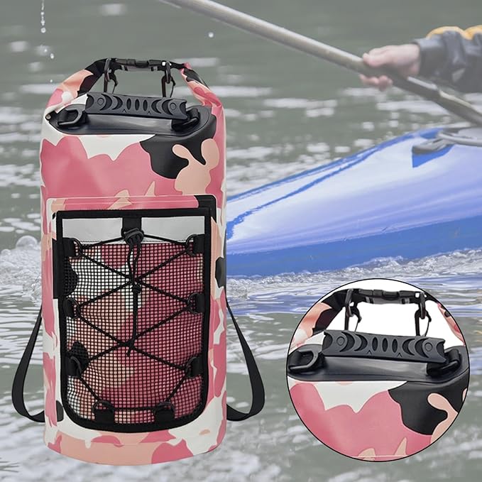 Yiju Waterproof Dry Bag Backpack Durability Lightweight Multifunctional Storage Bag for Travel Boating Camping Hiking, Pink