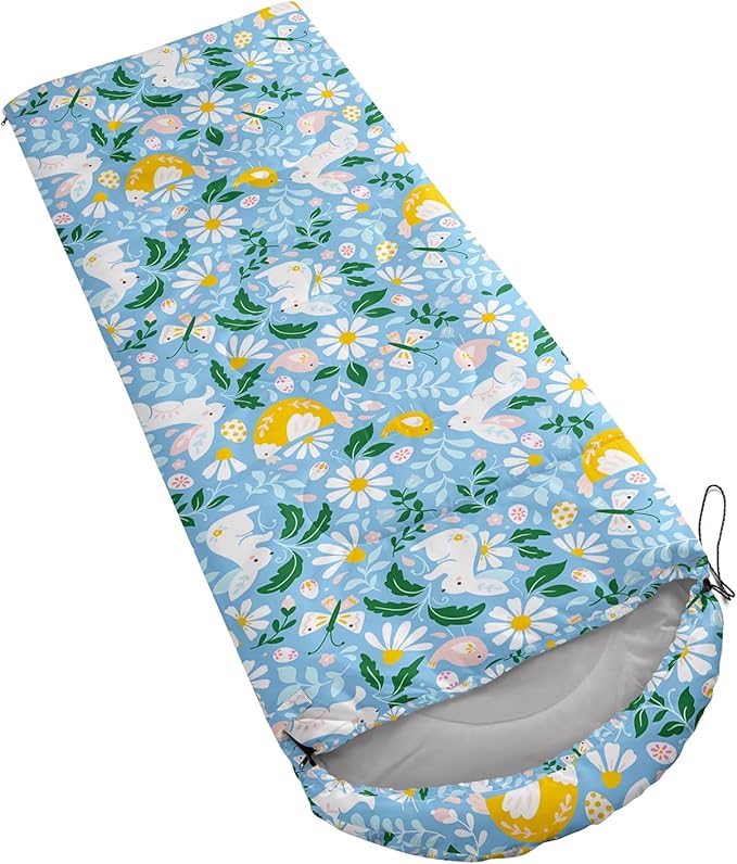 AILONEN Girls Pink Camping Sleeping Bags,Lightweight & Waterproof,3 Season Warm & Cool Weather,Cute Bow Duck Print Sleeping Bags for Kids,Girls,Adults Travelling,Outdoors