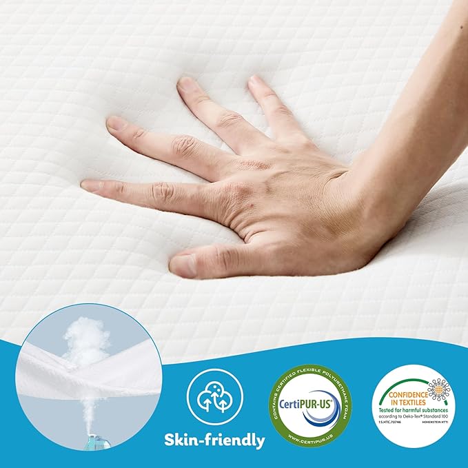 Folding Mattress, 3 inch Tri-Fold Memory Foam Mattress Topper for Camping, Foldable Guest Bed, Portable Travel Mat with Washable Cover, 80"×60"×3", White