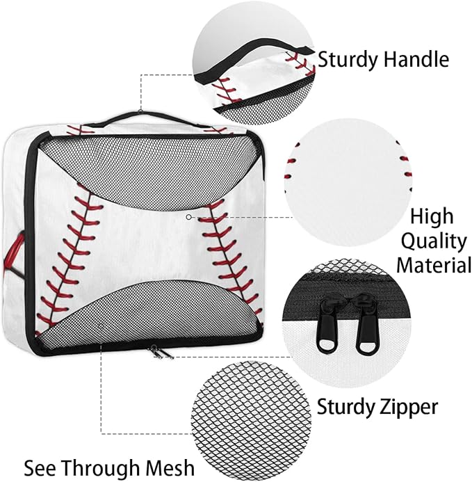 Baseball Compression Packing Cubes for Travel,Expandable Cubes Storage Bag Carry on Luggage Organizers for Toiletry Clothes Shoe Accessories 4 Set