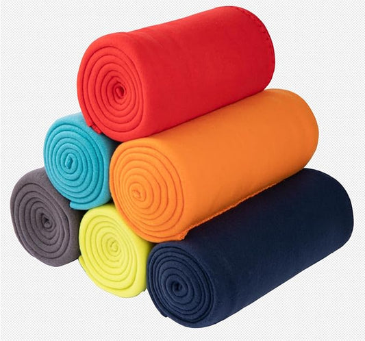 Fleece Throw Blankets 6 Pack Bulk Blankets Solid 50 x 60 inch Kids Lightweight Warm Soft for Pet Cozy Travel Blankets Airplane Small Throws Camping Gifts Assorted Blankets for Home, Bed, Sofa, Dorm