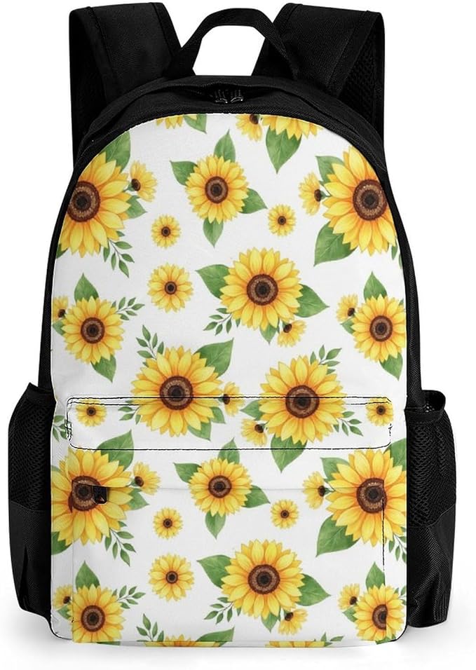 Daypack Lightweight Multipurpose Anti-Theft Vintage Yellow Sunflower Shoulder Bag Large Capacity Laptop Book Bag Rucksack With Adjustable Shoulder Straps