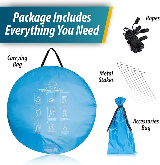 Vaygway Pop-up Tent and Automatic Instant Portable Cabana - Premium Quality 2-4 Person Easy Throw Setup Windproof Waterproof Travel Cabana Beach Tent Shelter- for Hiking, Camping & Outdoor Activities