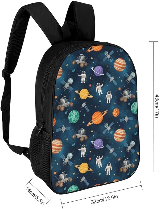 Versatile Polyester Backpack with Large Capacity for Business and Casual Activities, Galaxy Space Planet Astronaut Tavel Hiking Camping
