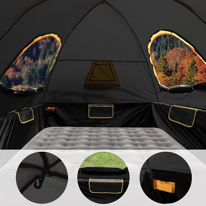 Pickup Truck Blackout Tent for for 5.5 FT Bed, 2 Person, NO Rainfly, Waterproof PU2000mm, Camping, Hiking, Fishing, Foldable, Easy Setup, Black