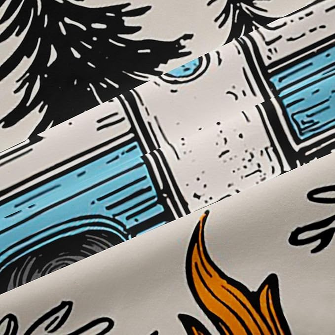 Feelyou Camping Camper Rv Blackout Curtains Rustic Farmhouse Camper Darkening Drapes for Bedroom Living Room Decor Happy Camping Thermal Insulated Shades Window Treatments, 2 Panels 52 x 63 Inch