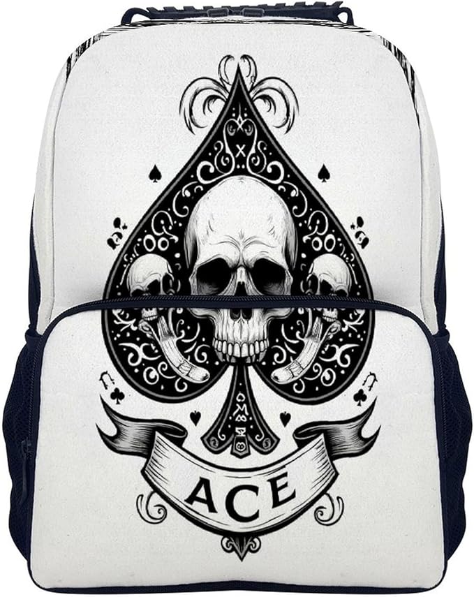 Rucksacks Lightweight Multipurpose Anti-Theft Ace Spades Skulls Grunge Vintage Art Shoulder Bag Big Capacity Traveling Camping Backpack With Side Pockets