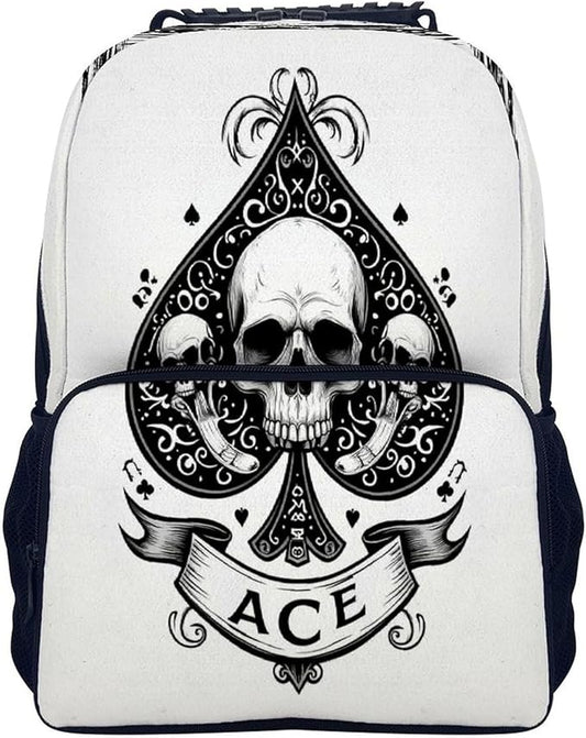 Rucksacks Lightweight Multipurpose Anti-Theft Ace Spades Skulls Grunge Vintage Art Shoulder Bag Big Capacity Traveling Camping Backpack With Side Pockets