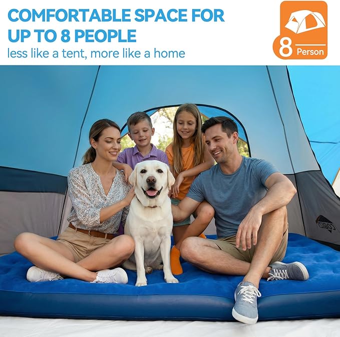 COBIZI 4-6-8-10 Person Camping Tent, Spacious Family Tents for Camping Ideal, Hiking, 3500mm Waterproof Double-Layer Windproof Tent for Hiking & Backpacking