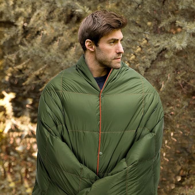 Down Camping Blanket - Packable Backpacking Quilt, Lightweight, Portable, Warm Puffy Camp Blanket, Down Quilt, Water-Resistant, Comfort
