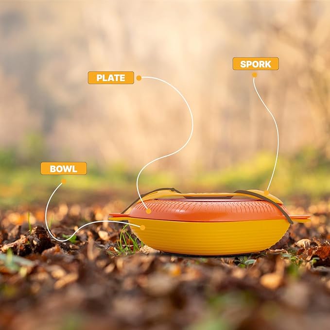 UCO 4-Piece Camping Mess Kit with Bowl, Plate and 3-in-1 Spork Utensil Set