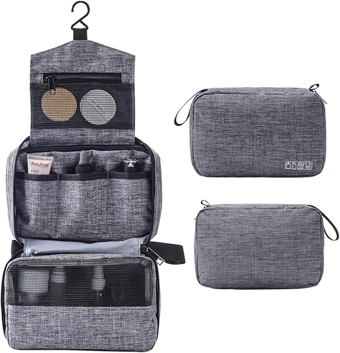 Travel toilet bag is used to store toiletries, with a large capacity storage hanging toilet bag (Gray)