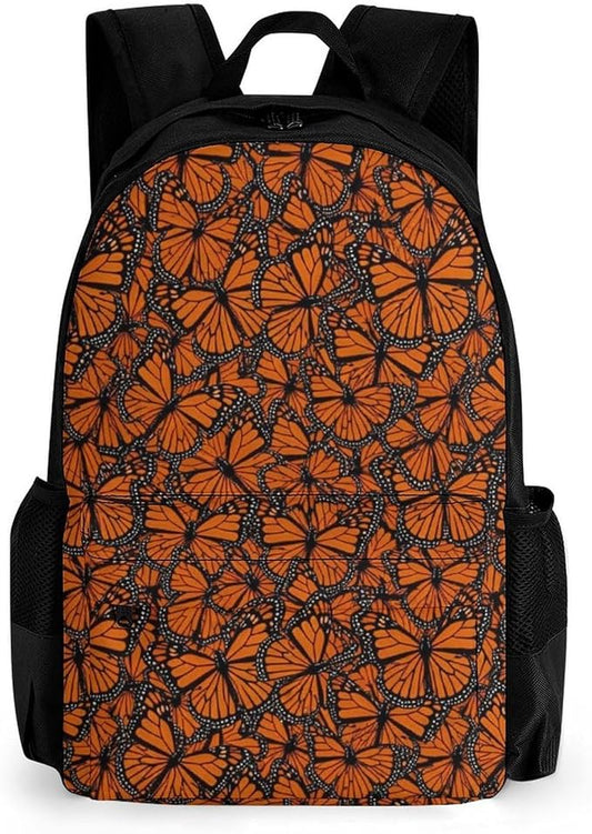 Rucksack Multipurpose Anti-Theft Big Capacity Shoulder Bag, Beautiful Monarch Butterfly Travel Hiking Camping Rucksack With Side Pockets