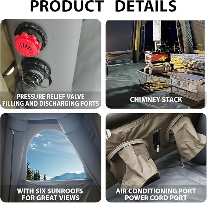 Inflatable Tents for Camping, Large Inflatable Camping Tent with Hand Pump, Easy Setup Tents for 4-6 People, Portable Glamping Tent